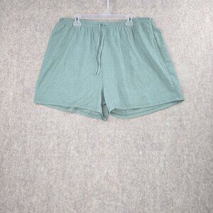 Lightweight 4XL women Textured Casual Shorts Sage Green Polyester Drawstring